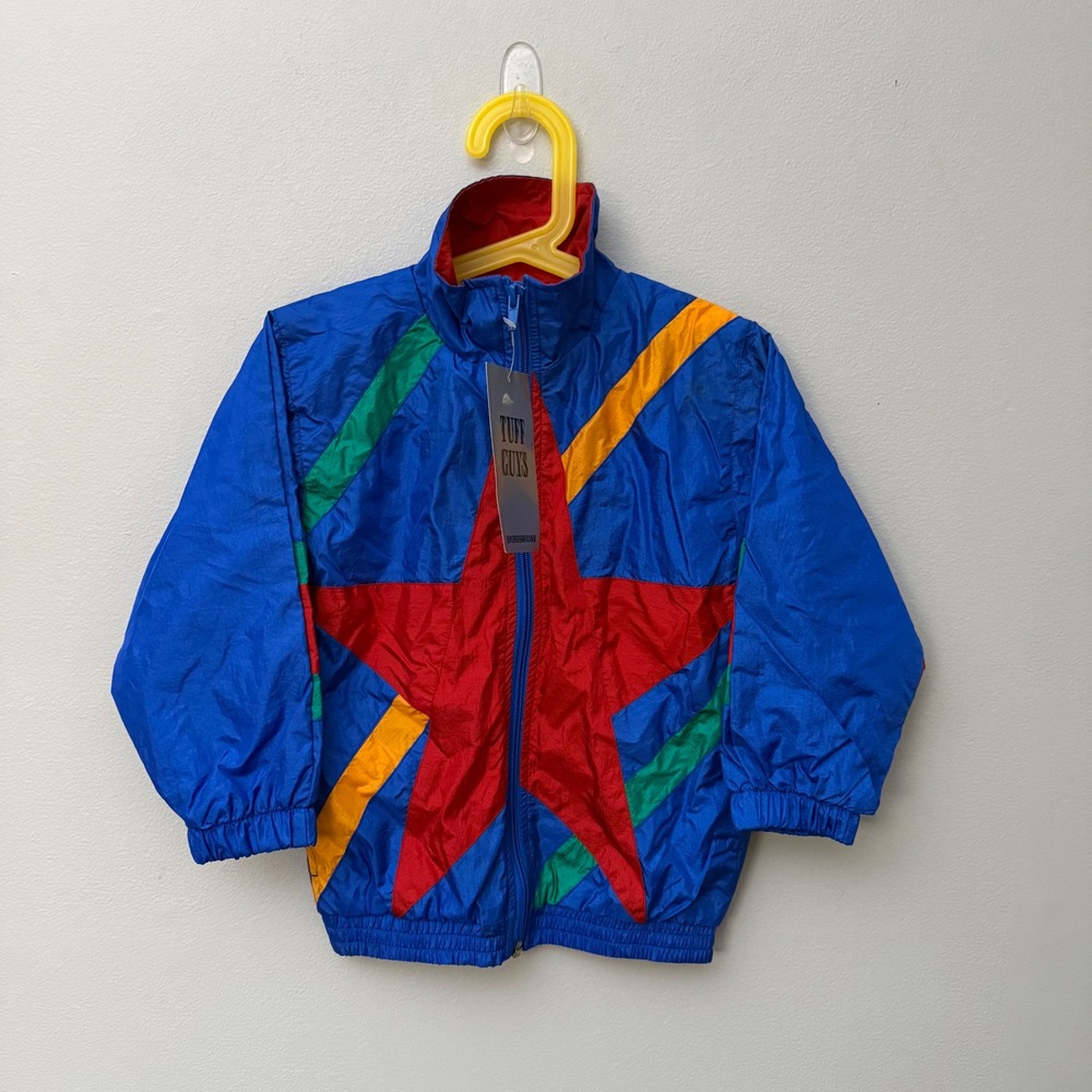 Vintage 90s 4T Tuff Guys Sportswear Kids Windbreaker Jacket Star Nylon Primary